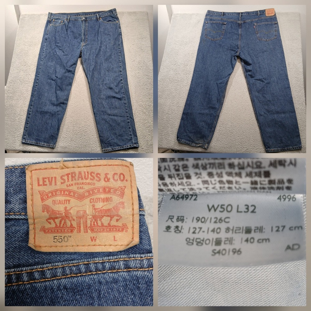 Levi's 550 Relaxed Fit Jeans Men's 50x32 Blue Denim